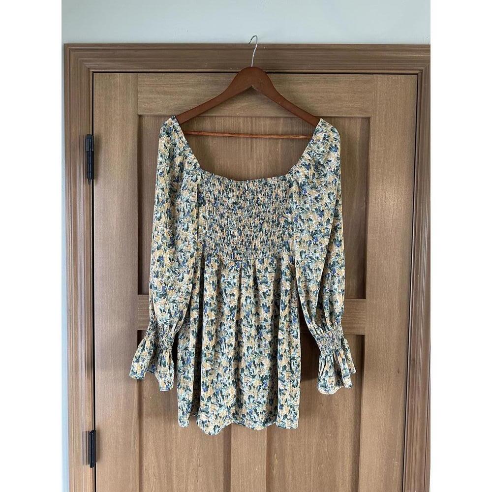 Hello Molly Love First Bell Sleeve Mini Dress in Orange/Sage Floral size Small​ - Picture 6 of 15